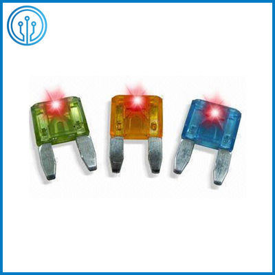 مؤشر ISO 8820 LED متعدد الألوان PA66 أوتوماتيكي بليد فيوز تان ميني 30 أمبير فيوز السيارة
